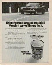 1970 Kendall GT-1 Motor Oil Vintage Print Ad (L12)