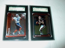 2 Tim Couch Rookie Cleveland Browns trading cards graded by SGC 92-C PICTURES