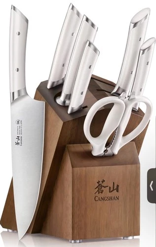 Cangshan HELENA Series German Steel Forged Knife Block Set (8-Piece, White)