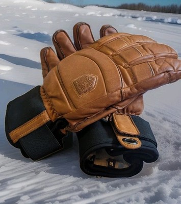 Hestra Alpine Pro Fall Line Leather 5 Finger Ski Gloves Unisex Size 10