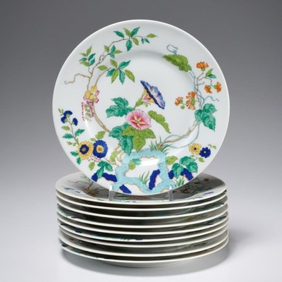 Royal Limoges Paradis Blue Morning Glory Salad Plate 10pc Lot 7.5''dia