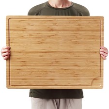 24 x 18in Bamboo Cutting Board Over Sink with Juice Groove for Meat Fruit Cheese
