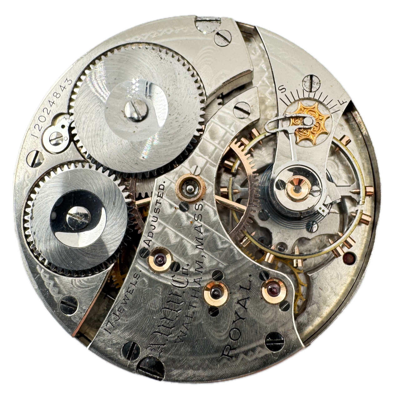 Antique 1902 Waltham 16s Hunter Case Pocket Watch Movement 17J Royal Checkerboard