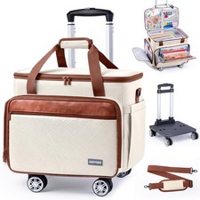 Rolling Craft Bag with Wheels, 360 Swivel Rolling Scrapbook Organizer for Cr...