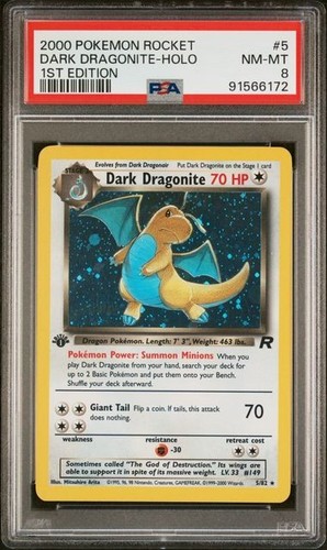 Dark Dragonite (1st Edition) graded PSA 8 for sale on eBay