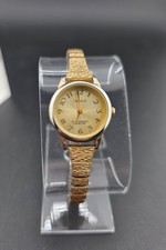 Gold Plated Lady's Watch - Stretch bracelet Petite size.