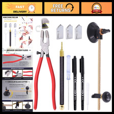 9 Pcs Glass Cutting Tool Set - Adjustable Cutter, Running Pliers, Carbide Tips 