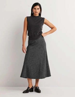 Boden Party-Midirock schwarz silber schimmernd metallic - Größe 8 NEU