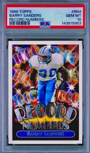 POP 31 PSA 10 Barry Sanders 1999 Topps Record Numbers Consecutive Years 1000 Yds