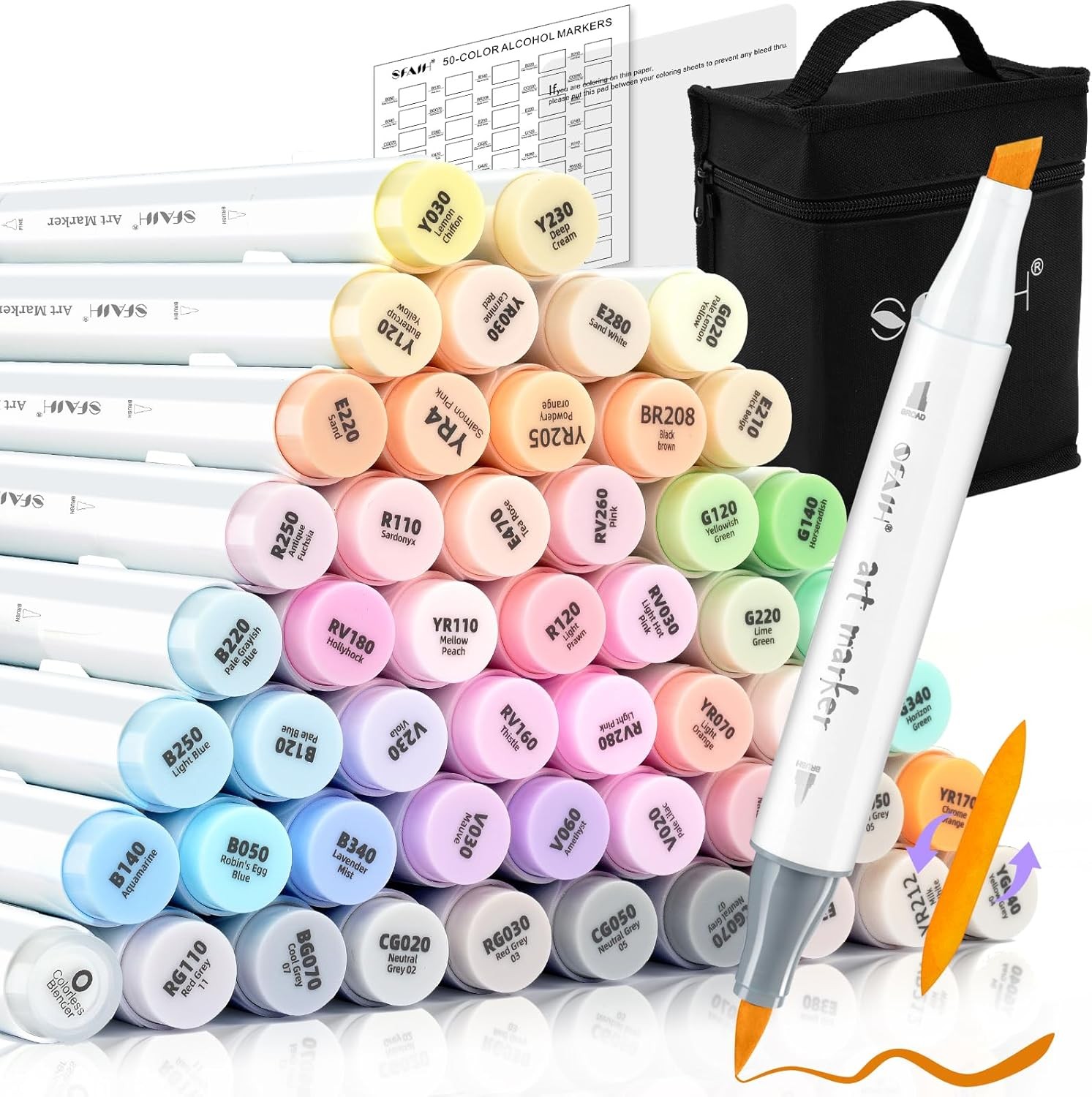 Brush Tip 51 Colors Double Tipped Art Markers For Artist