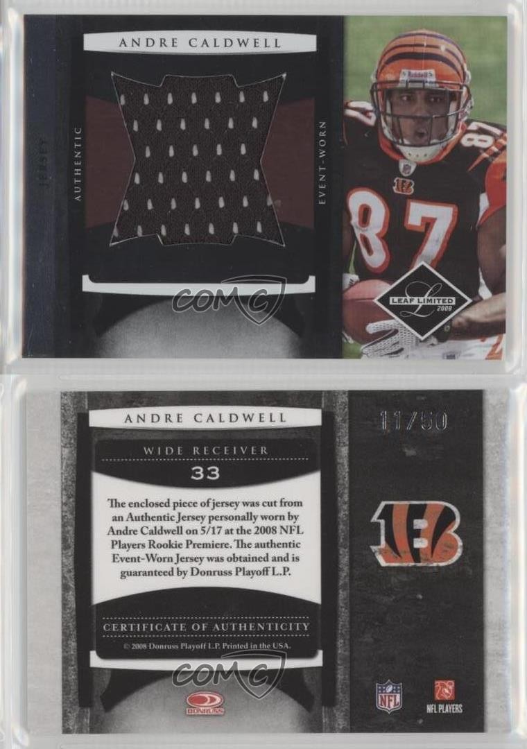 2008 Leaf Limited Rookie Jumbo Jerseys 11/50 Andre Caldwell #33 RC 11pj ...