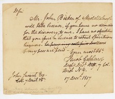 1817 Handwritten Document NY Middleburgh Liquor License Signed Jacob Gebhard