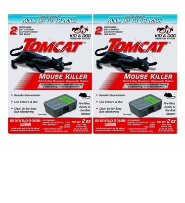 2 Pack 2 Packs! Tomcat Mouse Killer Child & Dog Resistant- 4 Disposable Stations