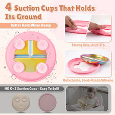Stainless Steel Kids Plates, 2pcs 9" Baby Plates with Suction Rainbow BPA-Fre...
