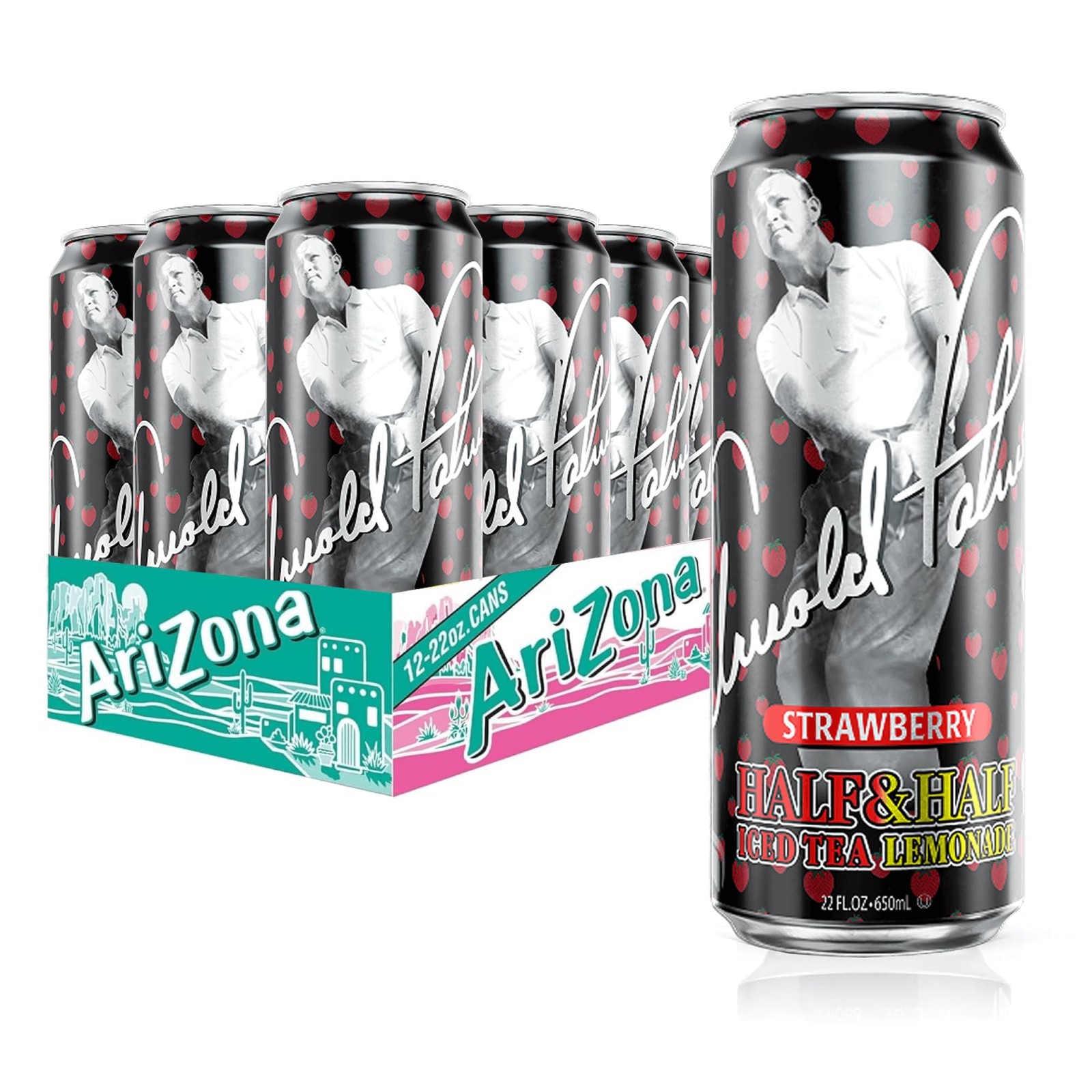 AriZona Arnold Palmer Strawberry - Half and Half, Big 22 Fl Oz (Pack of 12) 