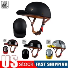 DOT Vintage Open Face Motorcycle Helmet Women Men Retro Baseball Cap Half Helmet