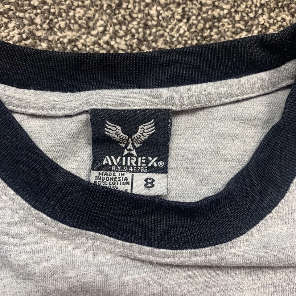 avirex Juvenil Niño Talla 8 Camiseta Manga Corta Gris Vuelo Academia Foto 2 de 4