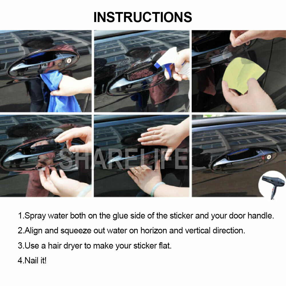 8pcs Invisible Clear Car Door Handle Paint Scratch Protector Guard Film Sheet eBay