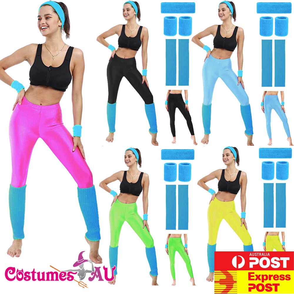 Ladies 80s Costume Exercise Sports 1980s Dance Party Tennis Yoga