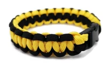 Paracord Bracelet 550 Two-Tone Black/Yellow Survival Tactical 3/8" Buckle 