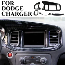 Carbon Fiber Style Central Control Dashborad Trim Cover Kit for Dodge Charger