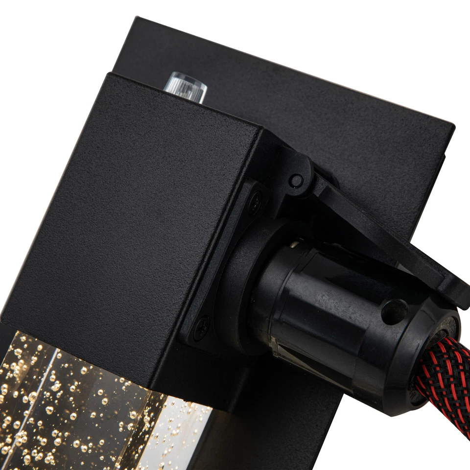 Paquete de 2 luces LED de pared para exteriores de anochecer a amanecer con toma de corriente y vidrio burbuja transparente Foto 4 de 4