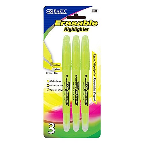 2pk Yellow Chisel Tip Pen Style Erasable Highlighter Marker 