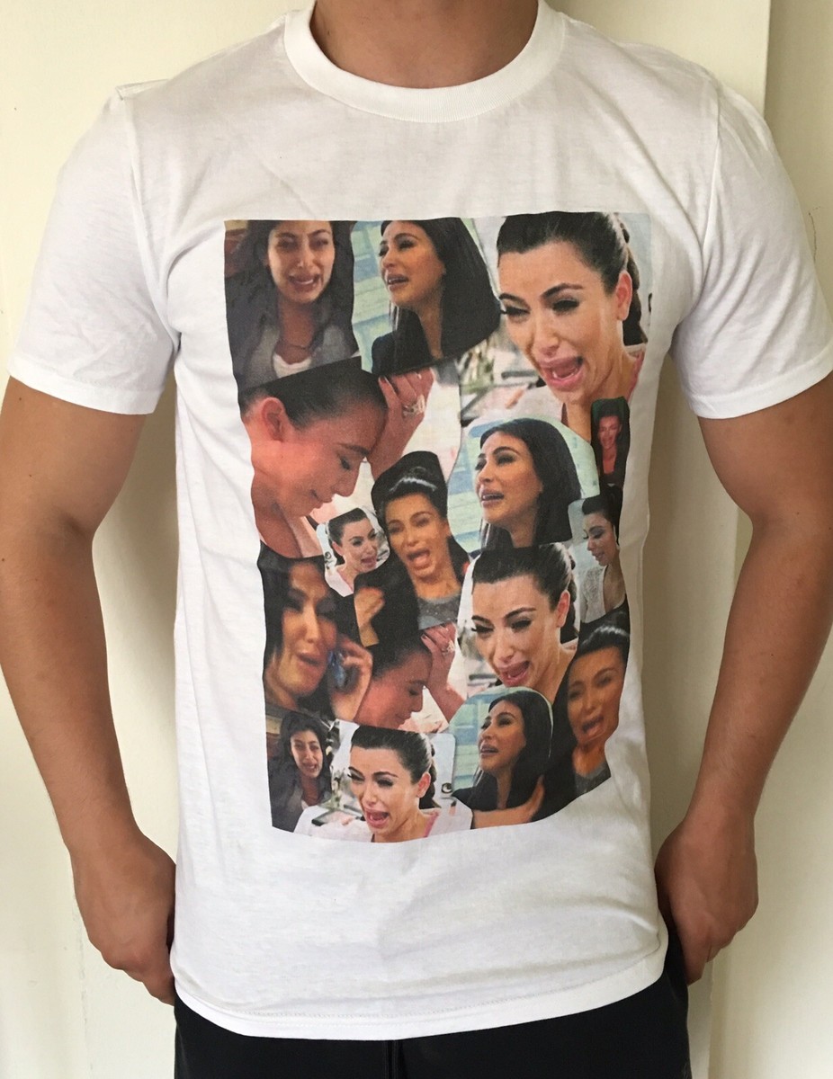 Kim Kardashian Crying multiple Faces T shirt white Small