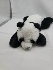 FAO Schwarz Panda Bear Plush Laying Down 14"L Black White Floppy Toy