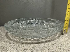 Vintage Clear Heavy Crystal Cut Glass 8.5” Round Ashtray in Excellent Condition