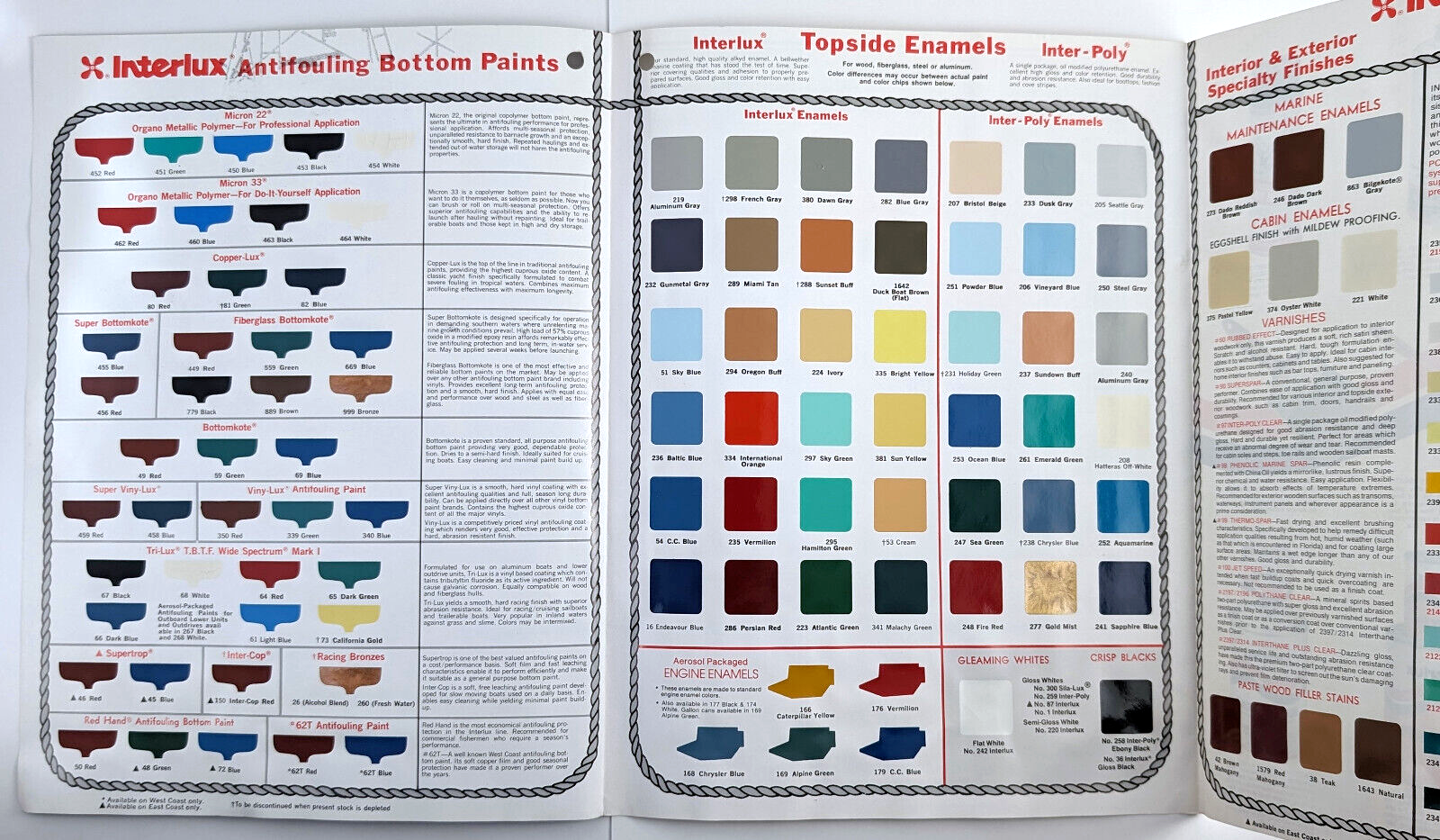 1980s Interlux Yacht Finishes Marine Paint Brochure With Color Samples ...