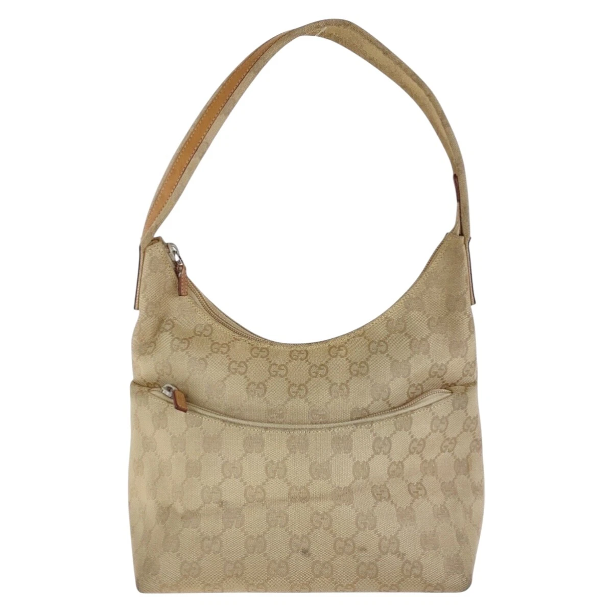 GUCCI 001 3386 Sac à bandoulière une ceinture beige argent matériel GG toile GG