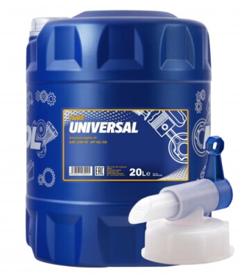 20 Liter Mannol Universal 15W-40 Motoröl für älter Fahrzeuge API SG / CD + Hahn