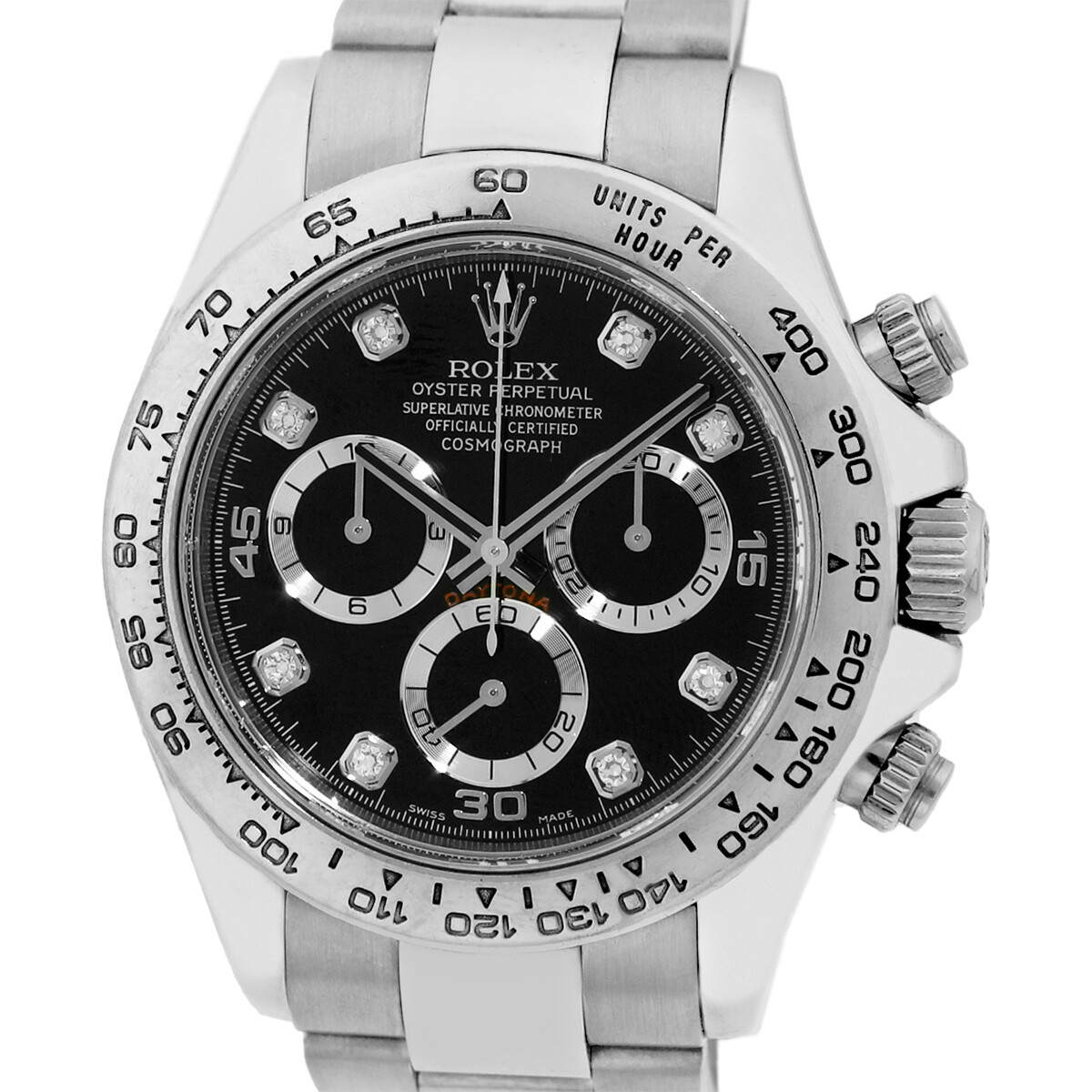 ROLEX 18K White Gold 40mm Daytona Cosmograph Diamond Dial Warranty