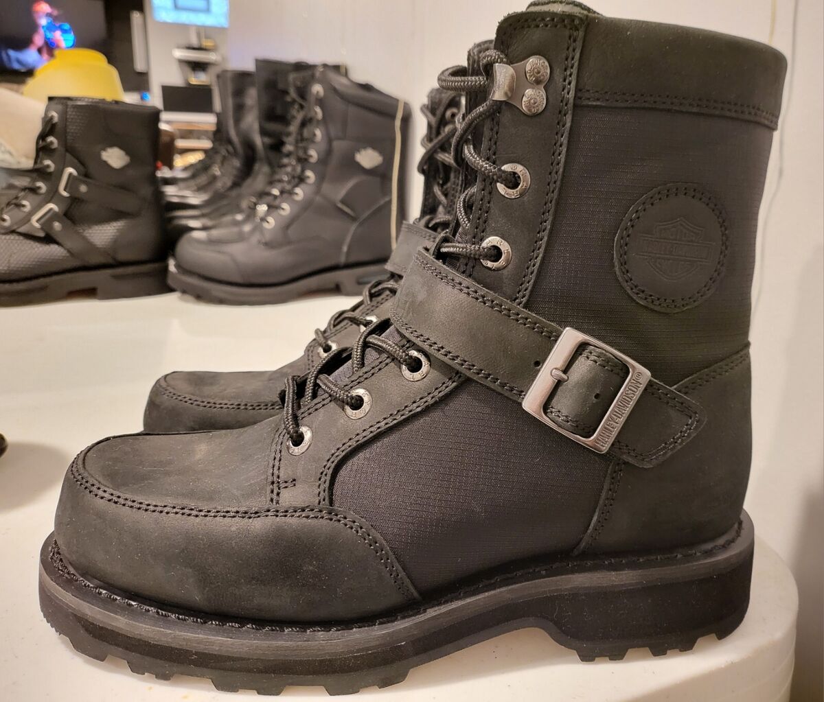 HARLEY-DAVIDSON FOOTWEAR Men's Black Leather Motorcycle HARLEY-DAVIDSON FOOTWEAR Men's Black Leather Motorcycle