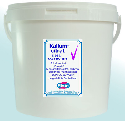 Kaliumcitrat 1 kg Eimer E 332 Reinheit entspricht Lebensmittel- Pharmaqualität