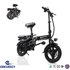 EBKAROCY Folding Ebike 14/20" 48V Electric Bike Bicycle Fat Tire 30mph Cycling