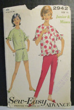 Advance Pattern 2942 Junior Pajamas in 2 Lengths Size 11 Bust 31.5" Cut Complete