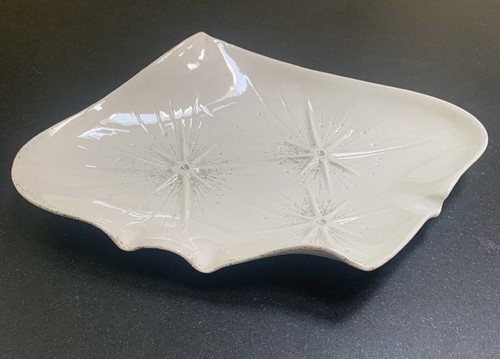 MCM/Vintage California Originals Atomic Starburst Ceramic Ashtray-White w/Gold