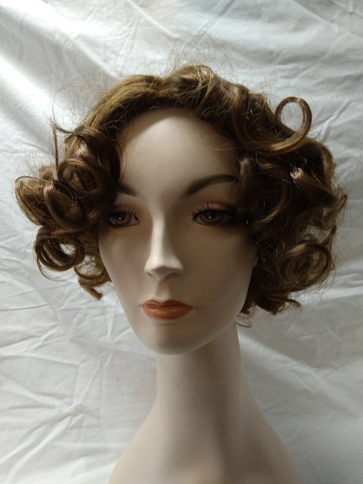 Peluca corta años 20 aleta mujer gatsby rugiente años 20 rojo marrón dedo onda rizo niña Foto 4 de 4