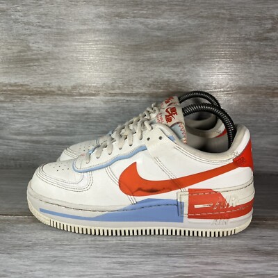 Nike Women s Air Force Summit White Team Orange 1 Low Shadow CQ9503-100 Size 7