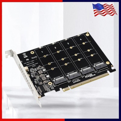 4 Port M.2 NVME SSD To PCIE X16 Reader Expansion Card LED Indicator