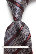 New Classic Striped Gray Brown JACQUARD WOVEN 100 Silk Men's Necktie Tie