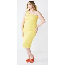 NWT Nine West One-Shoulder Bodycon Dress Gold Plus Size 2X