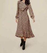 EX DOROTHY PERKINS LADIES DITSY FRILL YOKE MIDI DRESS NEW (ref 384) SALE