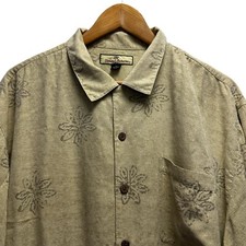 Tommy Bahama Mens Sz XL Button Front Hawaiian S/S Shirt Yellow/Beige Silk Floral