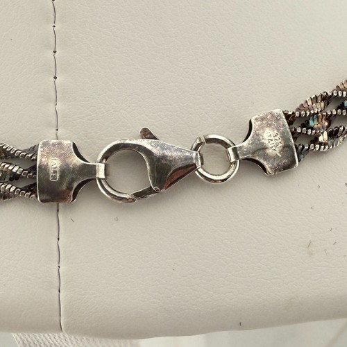 ALE Vintage 925 Sterling Silber 3-Strang gedrehtes Fischgrät Halskette (15,2 g) - Bild 4 von 5