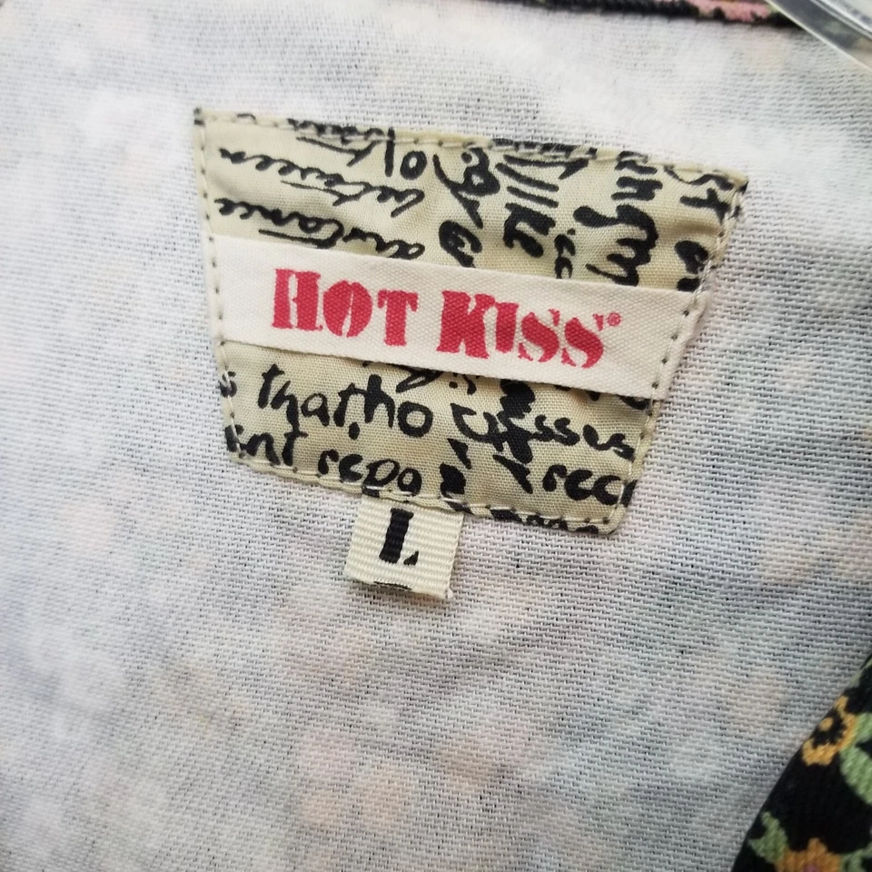 Vtg Y2K Hot Kiss Floral Denim Cropped Moto Jacket Size L Large Foto 4 de 4