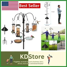 94-Inch Steel Bird Feeding Station with 6 Hooks for Wild Birds & Squirrel Guard