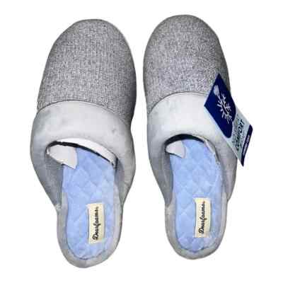 Dearfoams Samantha Chenille Scuff House Slippers Sleet Gray XL